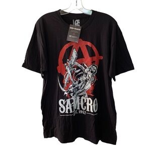 Sons of Anarchy Men’s T Shirt Black Reaper SAMCRO SOA Crew Neck Biker Edgy TV